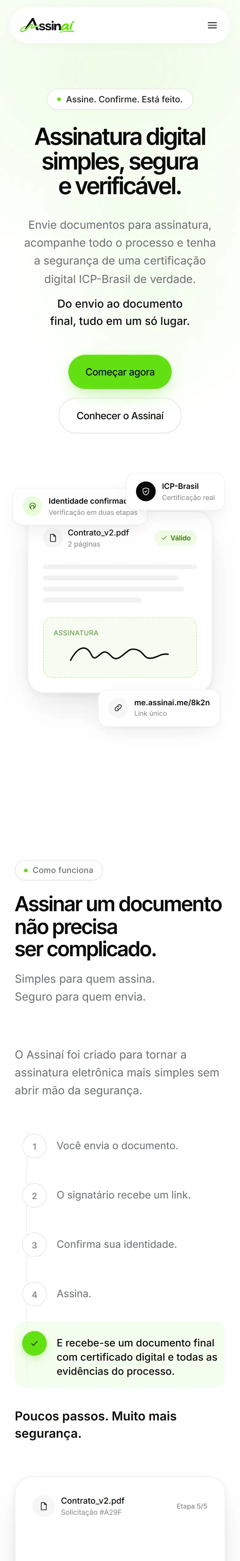Site Assinaí desenvolvido por Pedro Trindade — versão mobile