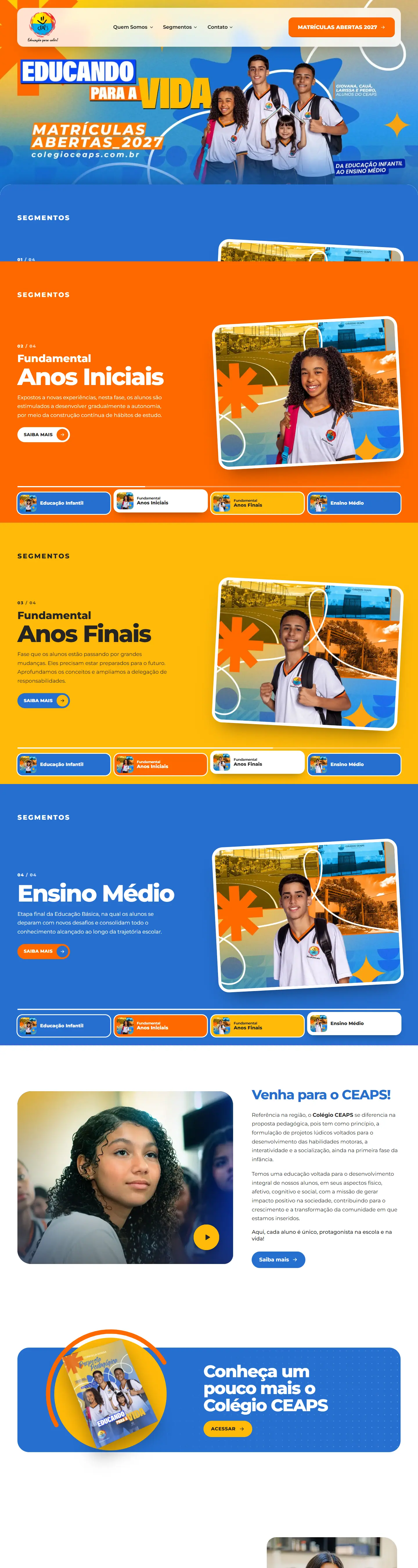 Site Colégio CEAPS desenvolvido por Pedro Trindade — versão desktop